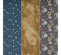 3er Bundle Baumwollstoff gemustert (je 50 x 135 cm / jeans/beige/braun)