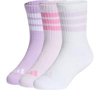 adidas Unisex Kids 3STRIPES CUSHIONED SPORTSWEAR CREW SOCKS 3 PAIR PACK, powder plum/white/ice lavender, 2-3 Years