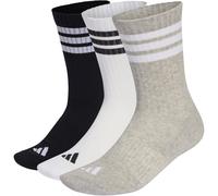 adidas Unisex Socken, 3er Pack - 3-Stripes Cushioned Sportswear Crew Socks, Logo, Streifen, gepolstert Schwarz/Weiß/Grau 40-42