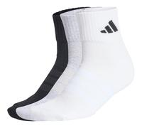 adidas Unisex Quarter Socken, 3er Pack - Cushioned Sportswear Ankle Socks, Logo, gepolstert, einfarbig Schwarz/Grau/Weiß 40-42