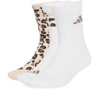 Funktionssocken ADIDAS PERFORMANCE "LEO SOCK 3PP", Damen, Gr. M, weiß (crystal linen, khaki six, schwarz braun), Obermaterial: 54% Baumwolle, 42% Polyester, 3% Elasthan, 1% Polyamid, Socken, für Fitne