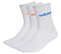 3er Pack adidas Linear Crew Cushioned Socken KD1717 - white/pure orange/semi ice tangerine mel./ray blue 43-45