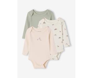 3er-Pack Baby Bodys mit langen Ärmeln, Bio-Baumwolle, Schlupfform salbeigrün Gr. 68 von vertbaudet