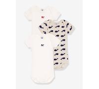 3er-Pack Baby Kurzarm-Bodys mit Walen PETIT BATEAU, Bio-Baumwolle weiß Gr. 62
