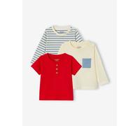 3er-Pack Baby Langarmshirts kurzarm & langarm BASIC rot Gr. 80 von Vertbaudet