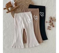 3er/Pack Baby Mädchen 0-3J Braun Beige Schwarz Herz Muster gerippte Strick Schlaghose, weich hohe Elastizität Herbst Campus Stil Leggings, vielseitig