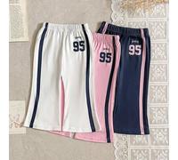 3er Pack Baby Mädchen weiße Schulstart Schlaghose mit ausgestellten Beinen, lässige gerippte Strickhose, schmal geschnittene Leggings für Herbst, Absc