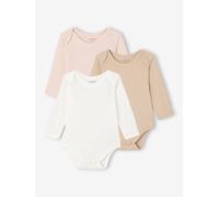 Bio-Kollektion: 3er-Pack Baby Bodys aus Interlock & Pointelle-Jersey wollweiß Gr. 62 von vertbaudet