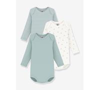 3er-Pack Baby Schlupfbodys mit Bär & Streifen PETIT BATEAU grün Gr. 86