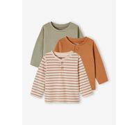 3er-Pack Baby Shirts Bio-Baumwolle BASIC pekannuss Gr. 92/98 von Vertbaudet