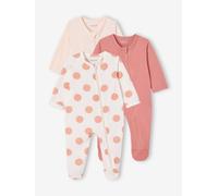 3er-Pack Baby Strampler mit Reißverschluss BASICS blush Gr. 62 von vertbaudet