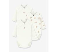 Petit Bateau 3er-Pack Wickelbodys langarm Bären 68 natur/beige