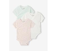 3er-Pack Baby Wickelbodys mit Blumenmotiv, Bio-Baumwolle rosa Gr. 56 von Vertbaudet