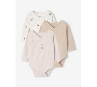 3er-Pack Baby Wickelbodys mit langen Ärmeln, Bio-Baumwolle cappuccino Gr. 68 von Vertbaudet