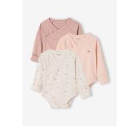 3er-Pack Baby Wickelbodys mit langen Ärmeln, Bio-Baumwolle rosenholz Gr. 71 von vertbaudet