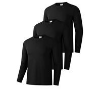 3er-Pack Baumwollhemden für Männer, langärmelige Rundhals-Casual-T-Shirts, Klassische Regular-Fit-Hemden, Basics für den Winter 3 Schwarz 3P06-L