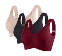 3er Pack BH Damen ohne Bügel Push Up BHS Nahtloser Bra Bequem Gepolstert Wohlfühl-BH Starker Halt Nahtlose Soft Bustier Komfort Vollschalen Gepolstert Büstenhalter Verstellbar Unterwäsche für Alltag