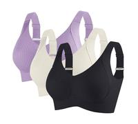3er Pack BH Damen ohne Bügel Push Up BHS Nahtloser Bra Bequem Gepolstert Wohlfühl-BH Starker Halt Nahtlose Soft Bustier Komfort Vollschalen Gepolstert Büstenhalter Verstellbar Unterwäsche für Alltag