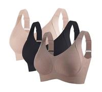 3er Pack BH Damen ohne Bügel Push Up BHS Nahtloser Bra Bequem Gepolstert Wohlfühl-BH Starker Halt Nahtlose Soft Bustier Komfort Vollschalen Gepolstert Büstenhalter Verstellbar Unterwäsche für Alltag