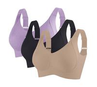 3er Pack BH Damen ohne Bügel Push Up BHS Nahtloser Bra Bequem Gepolstert Wohlfühl-BH Starker Halt Nahtlose Soft Bustier Komfort Vollschalen Gepolstert Büstenhalter Verstellbar Unterwäsche für Alltag