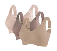 3er Pack BH Damen ohne Bügel Push Up BHS Nahtloser Bra Bequem Gepolstert Wohlfühl-BH Starker Halt Nahtlose Soft Bustier Komfort Vollschalen Gepolstert Büstenhalter Verstellbar Unterwäsche für Alltag