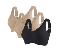 3er Pack BH Damen ohne Bügel Push Up BHS Nahtloser Bra Bequem Gepolstert Wohlfühl-BH Starker Halt Nahtlose Soft Bustier Komfort Vollschalen Gepolstert Büstenhalter Verstellbar Unterwäsche für Alltag
