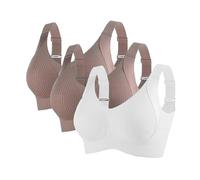 3er Pack BH Damen ohne Bügel Push Up BHS Nahtloser Bra Bequem Gepolstert Wohlfühl-BH Starker Halt Nahtlose Soft Bustier Komfort Vollschalen Gepolstert Büstenhalter Verstellbar Unterwäsche für Alltag