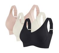 3er Pack BH Damen ohne Bügel Push Up BHS Nahtloser Bra Bequem Gepolstert Wohlfühl-BH Starker Halt Nahtlose Soft Bustier Komfort Vollschalen Gepolstert Büstenhalter Verstellbar Unterwäsche für Alltag