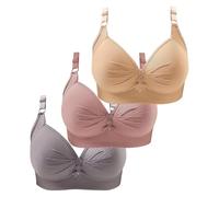 3er Pack BHS Damen Ohne Buegel Vollschalen Bequem Guter Halt Große Brüste Wirefree Super Push Up BH Gegen Hängebrust Brüste Klassische-BH Minimizer Bra Damen-BHS BH Trägerlos Ohne Träger