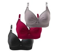 3er Pack BHS Damen Ohne Buegel Vollschalen Bequem Guter Halt Große Brüste Wirefree Super Push Up BH Gegen Hängebrust Brüste Klassische-BH Minimizer Bra Damen-BHS BH Trägerlos Ohne Träger