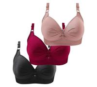 3er Pack BHS Damen Ohne Buegel Vollschalen Bequem Guter Halt Große Brüste Wirefree Super Push Up BH Gegen Hängebrust Brüste Klassische-BH Minimizer Bra Damen-BHS BH Trägerlos Ohne Träger