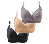 3er Pack BHS Damen Ohne Buegel Vollschalen Bequem Guter Halt Große Brüste Wirefree Super Push Up BH Gegen Hängebrust Brüste Klassische-BH Minimizer Bra Damen-BHS BH Trägerlos Ohne Träger