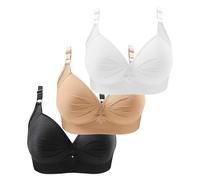 3er Pack BHS Damen Ohne Buegel Vollschalen Bequem Guter Halt Große Brüste Wirefree Super Push Up BH Gegen Hängebrust Brüste Klassische-BH Minimizer Bra Damen-BHS BH Trägerlos Ohne Träger