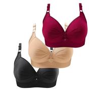 3er Pack BHS Damen Ohne Buegel Vollschalen Bequem Guter Halt Große Brüste Wirefree Super Push Up BH Gegen Hängebrust Brüste Klassische-BH Minimizer Bra Damen-BHS BH Trägerlos Ohne Träger
