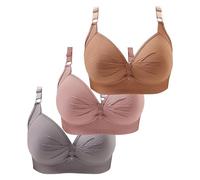 3er Pack BHS Damen Ohne Buegel Vollschalen Bequem Guter Halt Große Brüste Wirefree Super Push Up BH Gegen Hängebrust Brüste Klassische-BH Minimizer Bra Damen-BHS BH Trägerlos Ohne Träger