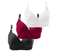 3er Pack BHS Damen Ohne Buegel Vollschalen Bequem Guter Halt Große Brüste Wirefree Super Push Up BH Gegen Hängebrust Brüste Klassische-BH Minimizer Bra Damen-BHS BH Trägerlos Ohne Träger