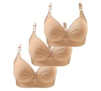 3er Pack BHS Damen Ohne Buegel Vollschalen Bequem Guter Halt Große Brüste Wirefree Super Push Up BH Gegen Hängebrust Brüste Klassische-BH Minimizer Bra Damen-BHS BH Trägerlos Ohne Träger