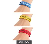 3er Pack Calvin Klein Unisex Slap-Armbänder mit "CALVIN KLEIN JEANS"-Logo Arm-Schmuck 20 cm KJJLDB860100 Rot/Gelb/Blau