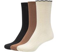 3er Pack camano Comfort Structured Baumwolle Crew Socken Damen 1030 - egret 35-38