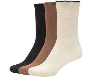 3er Pack camano Comfort Structured Baumwolle Crew Socken Damen 1030 - egret 35-38
