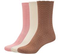 3er Pack camano Comfort Structured Baumwolle Crew Socken Damen 8465 - burro 39-42