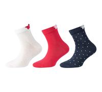 3er Pack camano Soft Bio-Baumwolle Bows Quarter Socken Kinder 5801 - blue 23-26