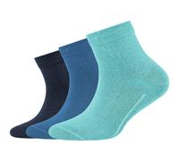 3er Pack camano Soft Bio-Baumwolle Quarter Socken Kinder 6205 - aqua splash 35-38