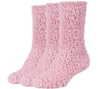 3er Pack camano Sustainable Cosy Fuzzy Crew Socken Damen 4305 - dusty rose 35-38