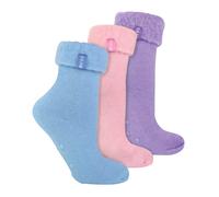 3er Pack Damen Bettsocken mit Grips | THMO | Rutschfeste Fleece Kuschelige Hausschuhsocken - Multicolour EU 37 - 42