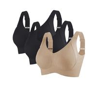3er Pack Damen Nahtloser BH Ohne Bügel Glatt Komfort Vollschalen Gepolstert Bustier Seamless Lift Anti Falten Effekt BHS Push Up Starker Halt Bra Verstellbar Unterwäsche für Täglichen Gebrauch 2025