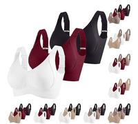 3er Pack Damen Push Up BH ohne Bügel aus Baumwolle Sexy und Bequem mit Starkem Halt für Große Brüste Verstellbarer Bra Set in Klassischem Design