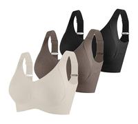 3er Pack Damen Push Up BH ohne Bügel aus Baumwolle Sexy und Bequem mit Starkem Halt für Große Brüste Verstellbarer Bra Set in Klassischem Design