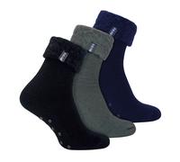 3er-Pack Herren-Bettsocken mit Griffen | THMO | Kuschelige Thermo-Pantoffel-Lounge-Socken - sortiert EU 39 - 45