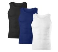 3er Pack Herren Kompressions-Tanktop Ärmellos Funktionsshirts Schmale Passform Sports Trainingsshirt Fitness Slim Running T-Shirt Body Shaper Elastische Bauchweg Unterhemd für Männer